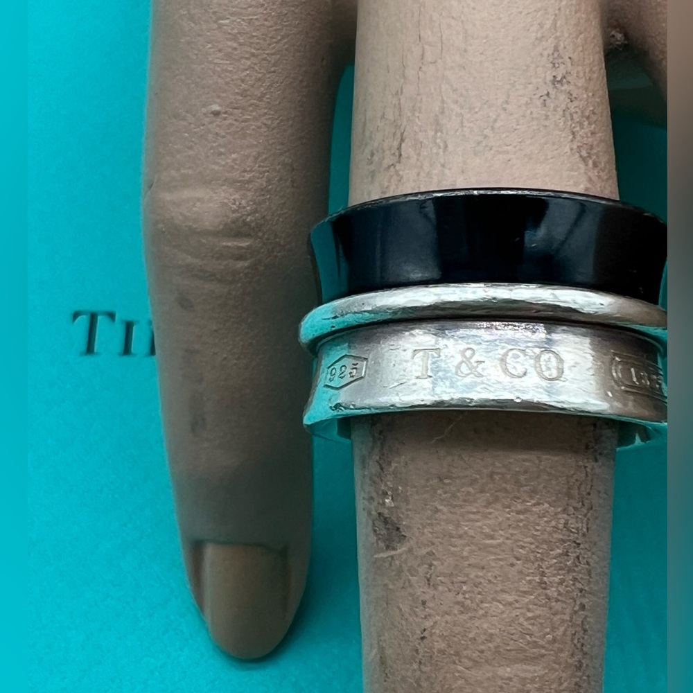 🔴Authentic Tiffany & Co. Sterling Silver and Titanium 1837 Wide Ring🔴 - Picture 2 of 8